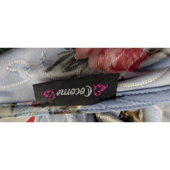 Cocomo Top Women's L Boat Neck Long Ruffle Sleeve Top Red Roses Sky Blue Boho - Picture 9 of 10